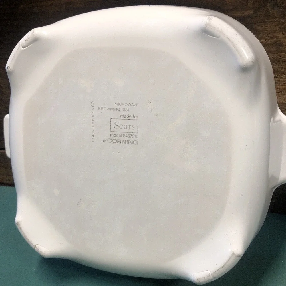 Corning Ware Sears Model 8467310 Blue Daisy 8.5 Inch Microwave Browning Dish VTG